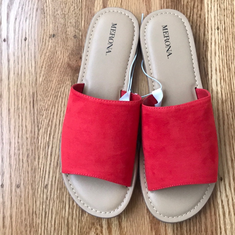 *NWT* Merona red slide sandals